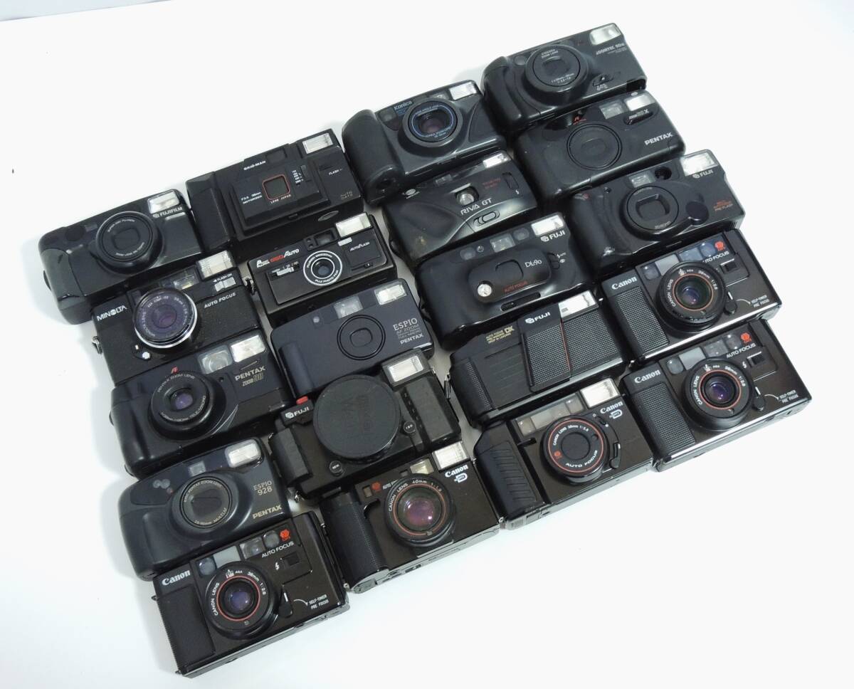 □　(2)　コンパクトカメラ　フィルムカメラ　20台まとめ　Canon　FUJI　PENTAX　MINOLTA他　動作未確認　ジャンク　中古品　③_画像1