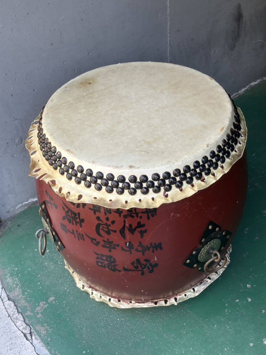 ^ nagadodaiko японский барабан . futoshi тамбурин без тарелочек уголок есть удар поверхность 47cm туловище высота 53.5cm Mai шт. праздник б/у *