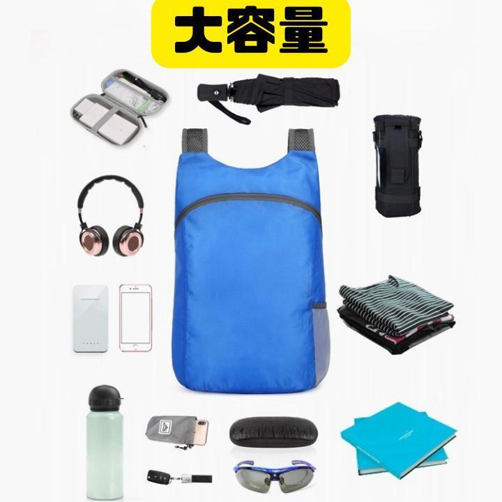 折り畳みリュック エコバッグ 軽量 防水 登山 アウトドア 多機能 買い物袋　ネイビー_画像3