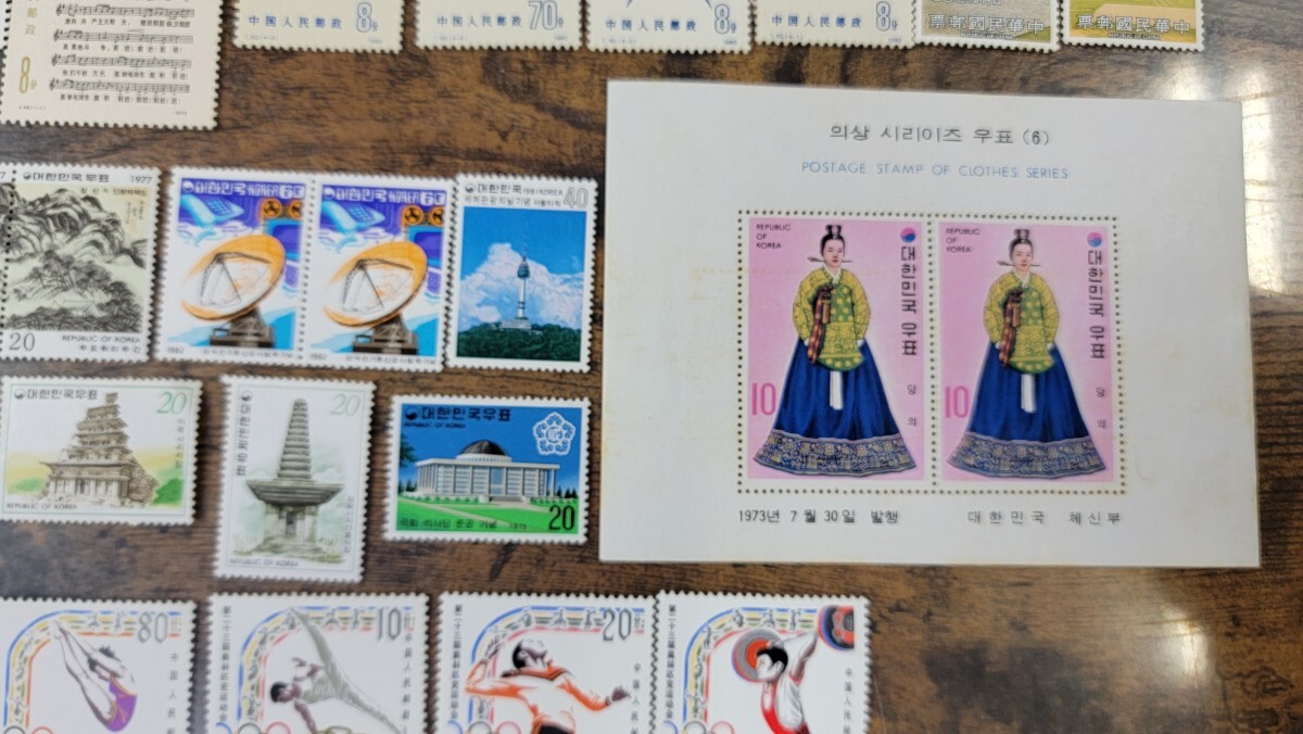 未使用中国、韓国、切手 コレクション_画像4