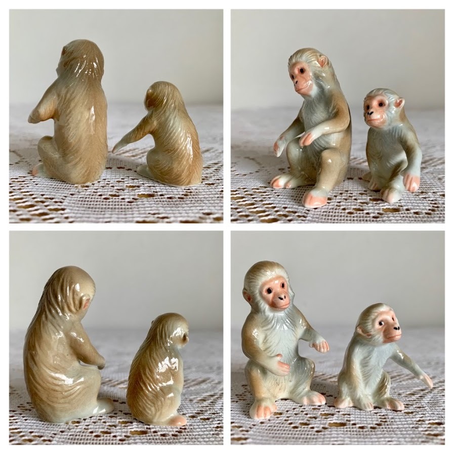 ヤフオク 陶磁器 サル 猿 親子 フィギュリン フィギュア ヤフオク 陶磁器 サル 猿 親子 フィギュリン フィギュア