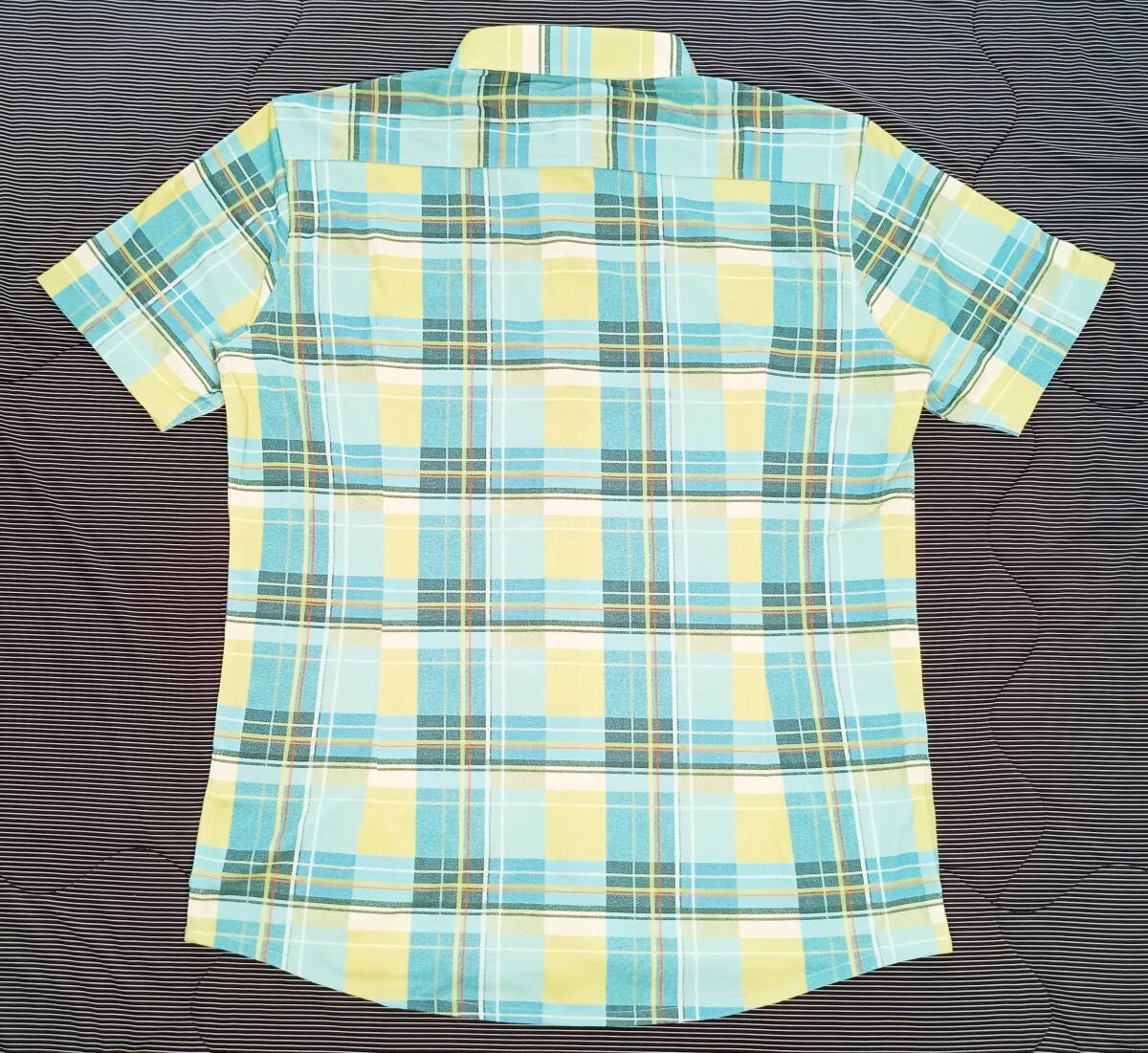  beautiful goods!Munsingwear Munsingwear wear tartan check pattern stretch short sleeves button down shirt ( green × yellow series M corresponding )