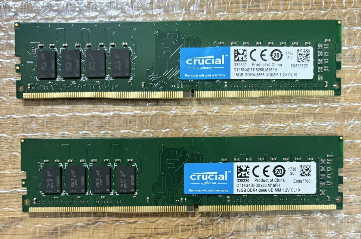 crucial DDR4-21300 PC4-2666V-UB1 16GB 2枚 合計32GB デスクトップパソコン用メモリの画像1