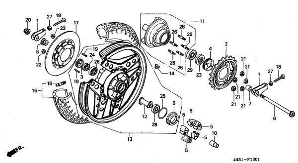 64チタン チェーンアジャスターボルトセット (ホンダ純正部品90119-438-000相当) CB750F,CB1100R,CBX1000,Z1,Z2,KZ1000,KZ1100,H2_CB-F系 18,27番の部品