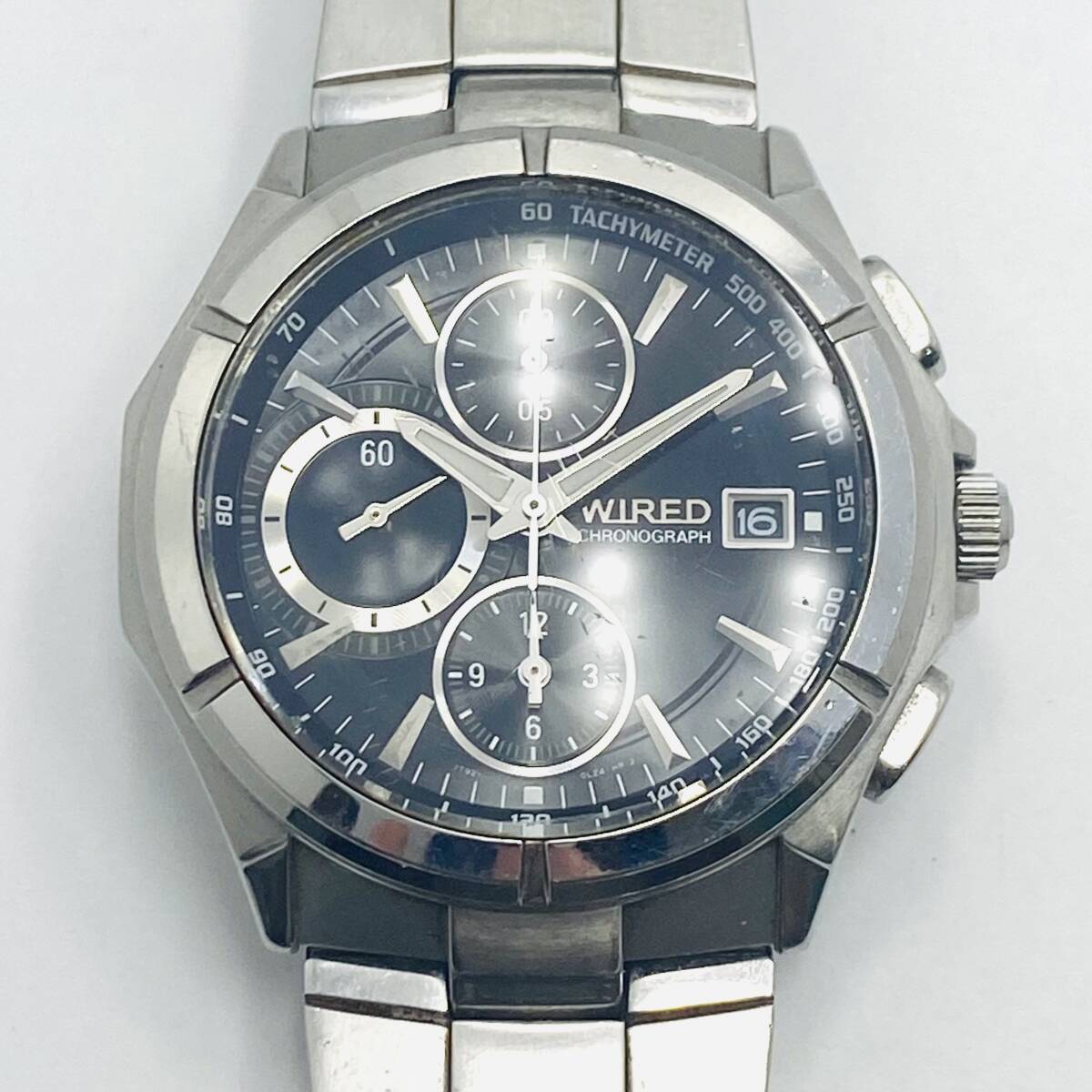 SEIKO セイコー WIRED ワイアード クォーツ腕時計 7T92-0JK0 クロノグラフ デイト 動作確認済みの画像1
