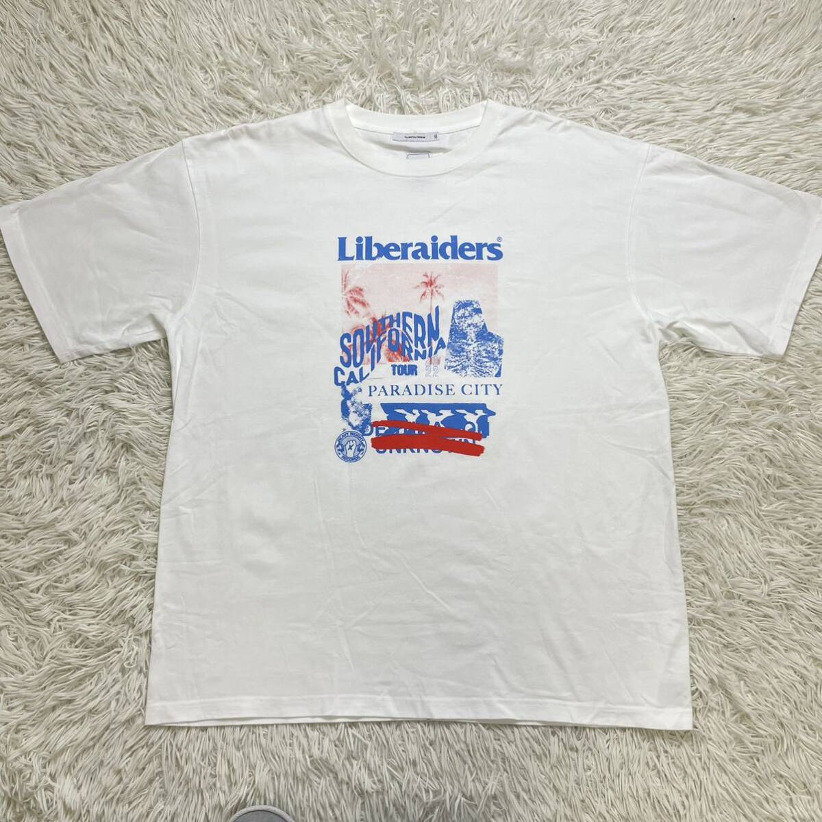 極美品 ホワイト リベレイダース Liberaiders ロンハーマン RON HERMAN 取り扱い ロゴ プリント Tシャツ サイズXL_画像1