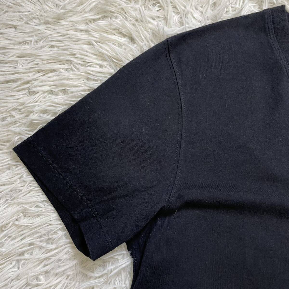 極美品 BURBERRY BLACK LABEL バーバリーブラックレーベル 半袖Tシャツ ホースロゴ刺繍 Vネック ブラック サイズ2 M相当_画像6