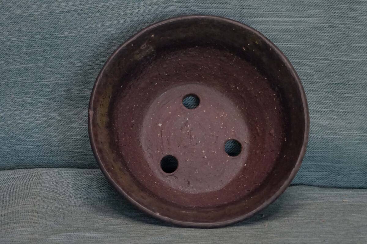 KAKE４１８６　Y　和鉢　人気作家　鴻陽　手作り　紫泥外縁焼締丸　W１２ｃｍ_画像5