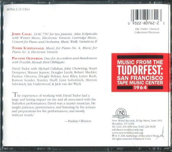 3CD Music From The Tudorfest★David Tudor John Cage 一柳慧 Pauline Oliveros 現代音楽 電子音楽 ミュージック・コンクレート Fluxus_画像2