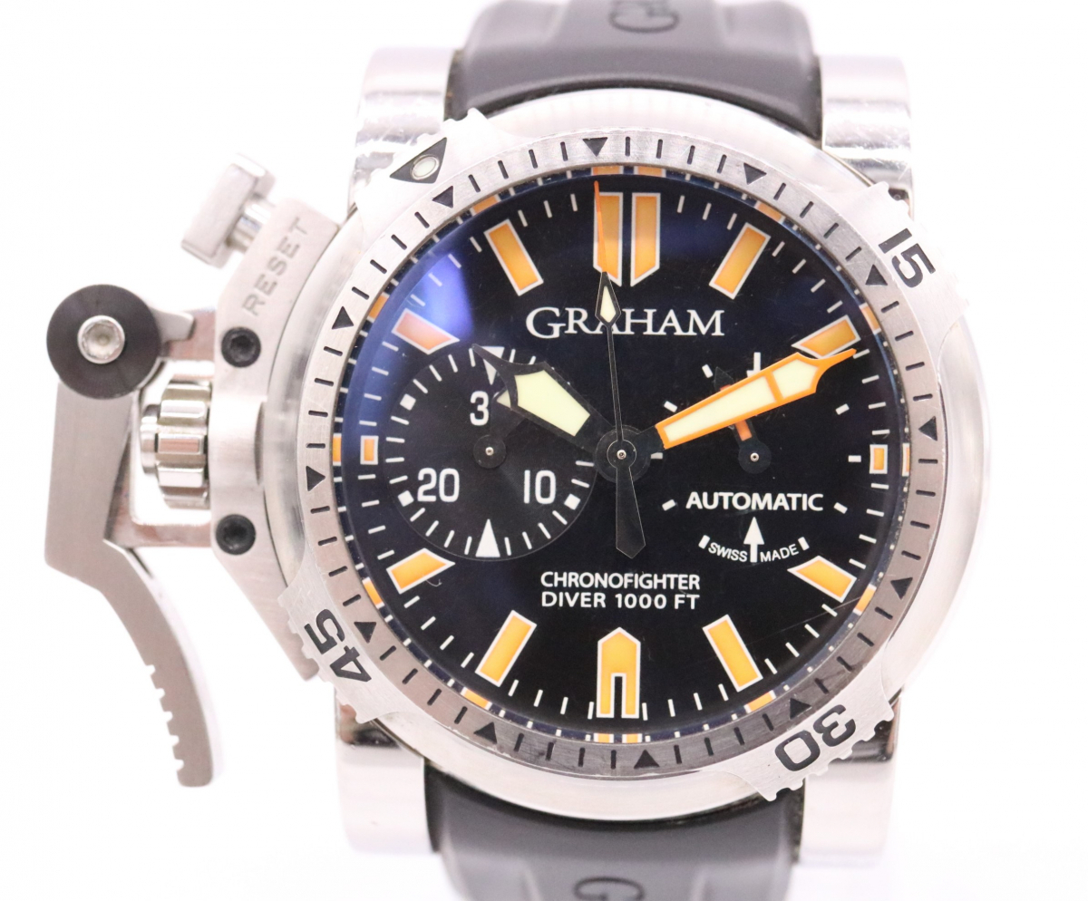 【ト滝】グラハム GRAHAM クロノファイター オーバーサイズ ダイバー 1000FT NO 290 自動巻 メンズ腕時計 箱付き スイス製 AX702DEM30_画像2
