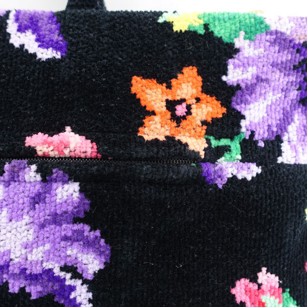 ■ フェイラー トートバッグ シェニール織り ブラック マルチカラー 花柄 (0990013209)の画像8