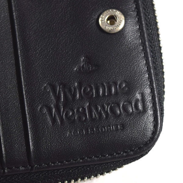 ■ ヴィヴィアンウエストウッド 二つ折り財布 レザー ORB型押し ブラック (0990009526)_画像6