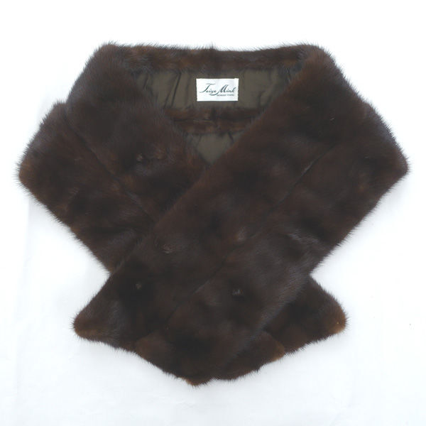 * Jaiyo mink fur fur collar to coil muffler Brown name embroidery equipped (0220432692)