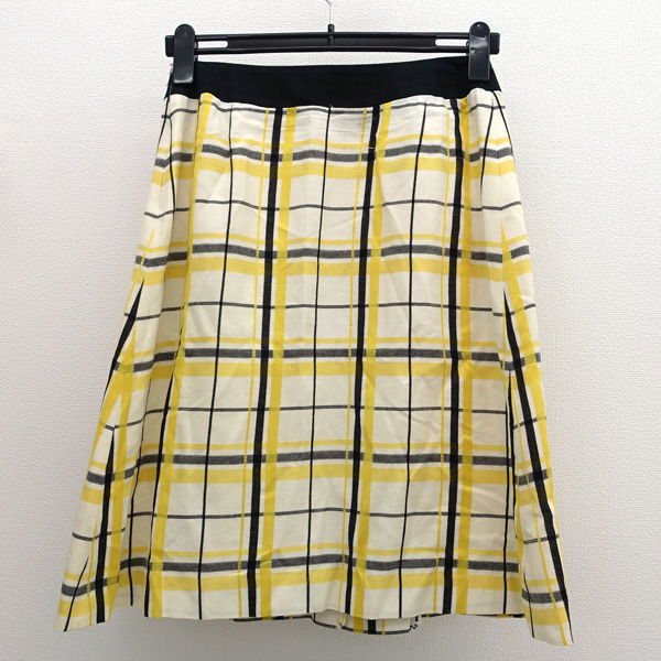 * Courreges skirt check pattern button yellow × black size 40 (0220450085)