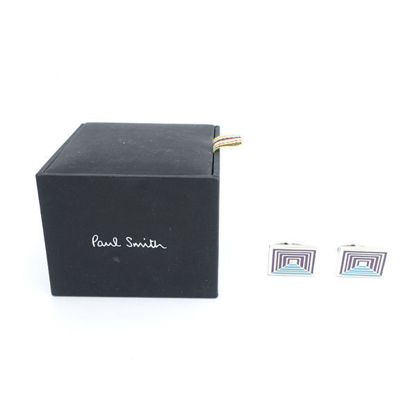 # Paul Smith cuffs square silver color purple blue cuff links (0990012065)