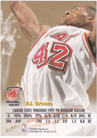 P.J. Brown 1998-99 SkyBox Premium Autographics_画像2