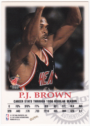 P.J. Brown 1997-98 SkyBox Premium Autographics_画像2