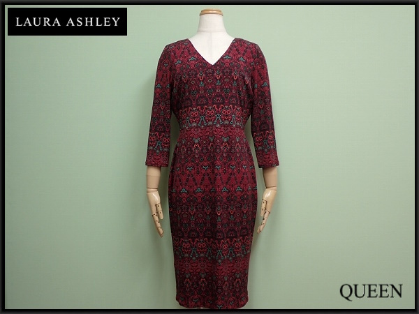 LAURA ASHLEY ワンピース・UK10◆ローラアシュレイ/総柄/長袖/レディース/24*5*3-17_画像1