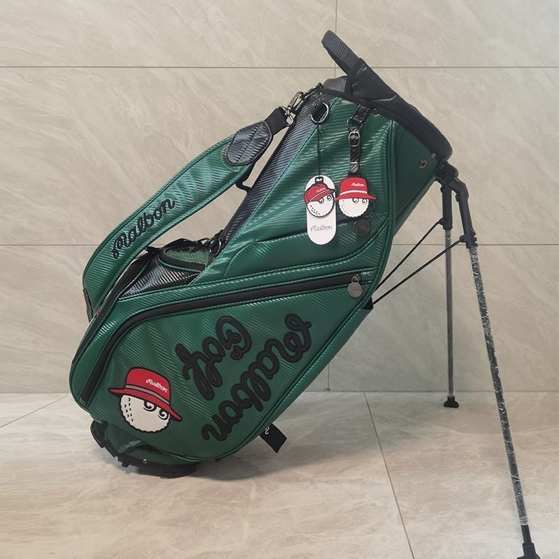 Malbon　ゴルフ　キャディバッグ　マルボン　9インチ　4KG フード2種類付き　golf is life グリーン　_画像3