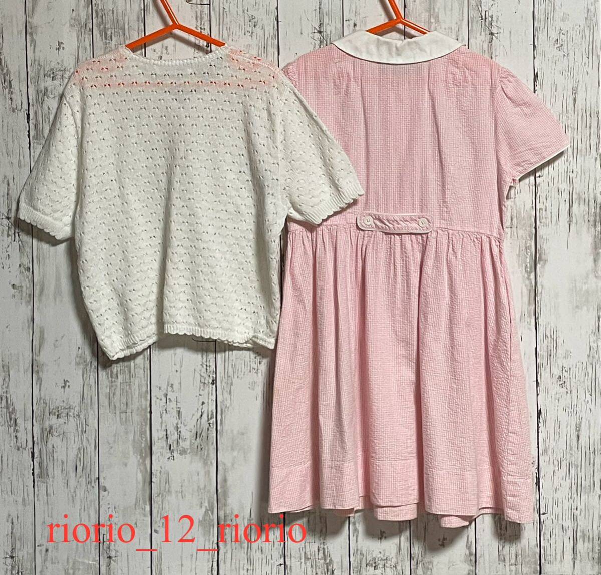 532 familiar ファミリア 女の子まとめ売り ボレロ半袖カーディガン 半袖ワンピース 2枚セット size120・130の画像2