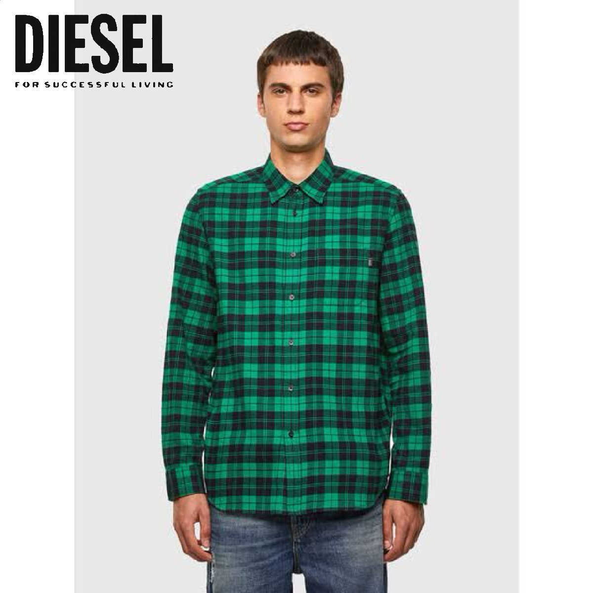 正規品/新品/未使用/XLサイズ■アウトレット品■タグ付き/定価25,300円■DIESEL ディーゼル メンズ チェック柄 長袖 コットンシャツ 783の画像1