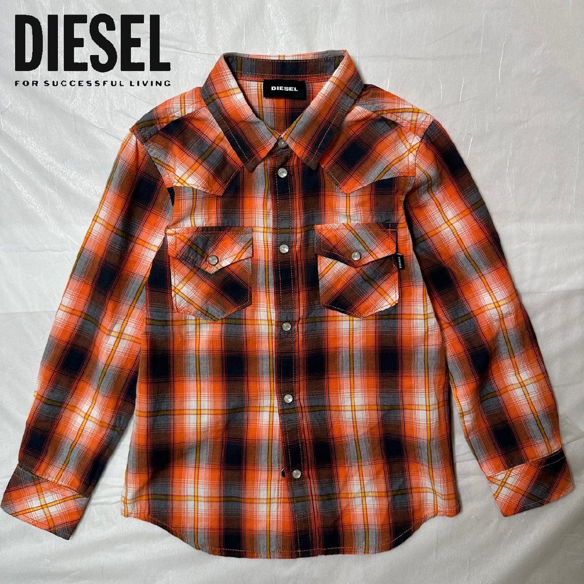  regular goods / new goods / unused /120cm# outlet # regular price 14,080 jpy #DIESEL KID diesel Kids check shirt long sleeve S23
