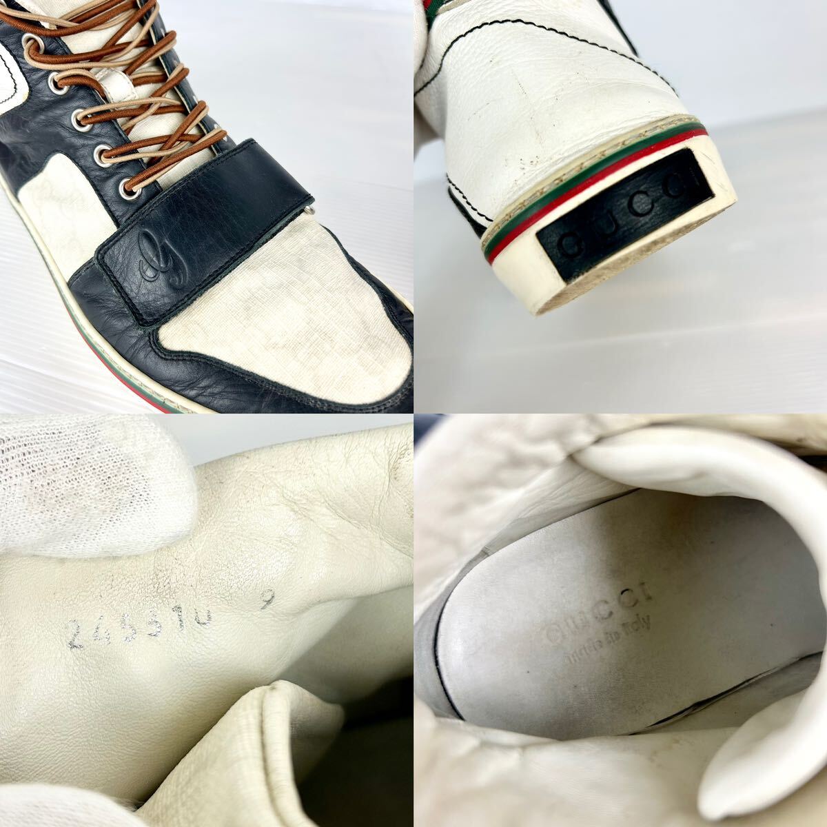 1 иен [ первоклассный товар ] GUCCI Gucci [ подавляющий ощущение роскоши ] мужской спортивные туфли - ikatto обувь PVC GGs шкив m Sherry линия темно-синий 28.0cm соответствует 