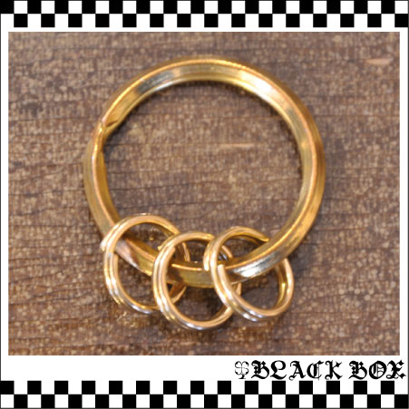 solid brass 真鍮 無垢 生地 ソリッド ブラス キーリング 2重リング 丸環 レザークラフト キーホルダー パーツ 金具 25mm 10mm×3個 セット_画像3