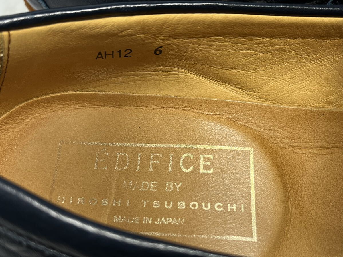 美品☆hiroshi tsubouchi × EDIFICE ローファー 6≒23.5～24.0cm ヒロシツボウチ エディフィス ネイビー 革靴_画像8