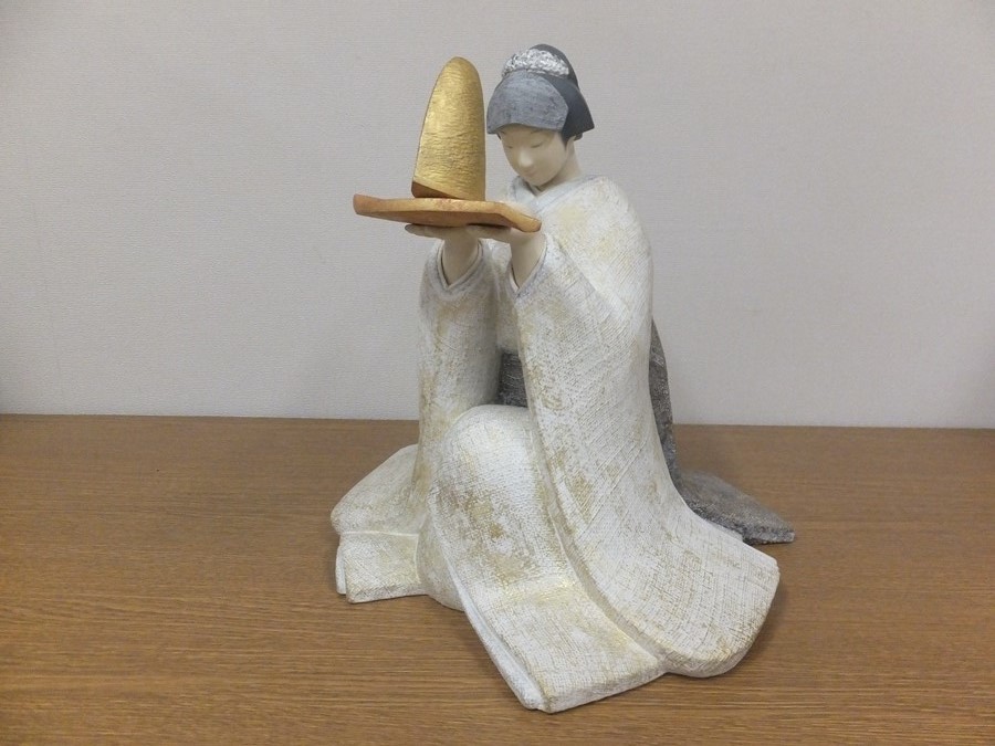 真作保証】 小松康城 自作 木彫 桐塑布貼人形 第10回日本伝統工芸展