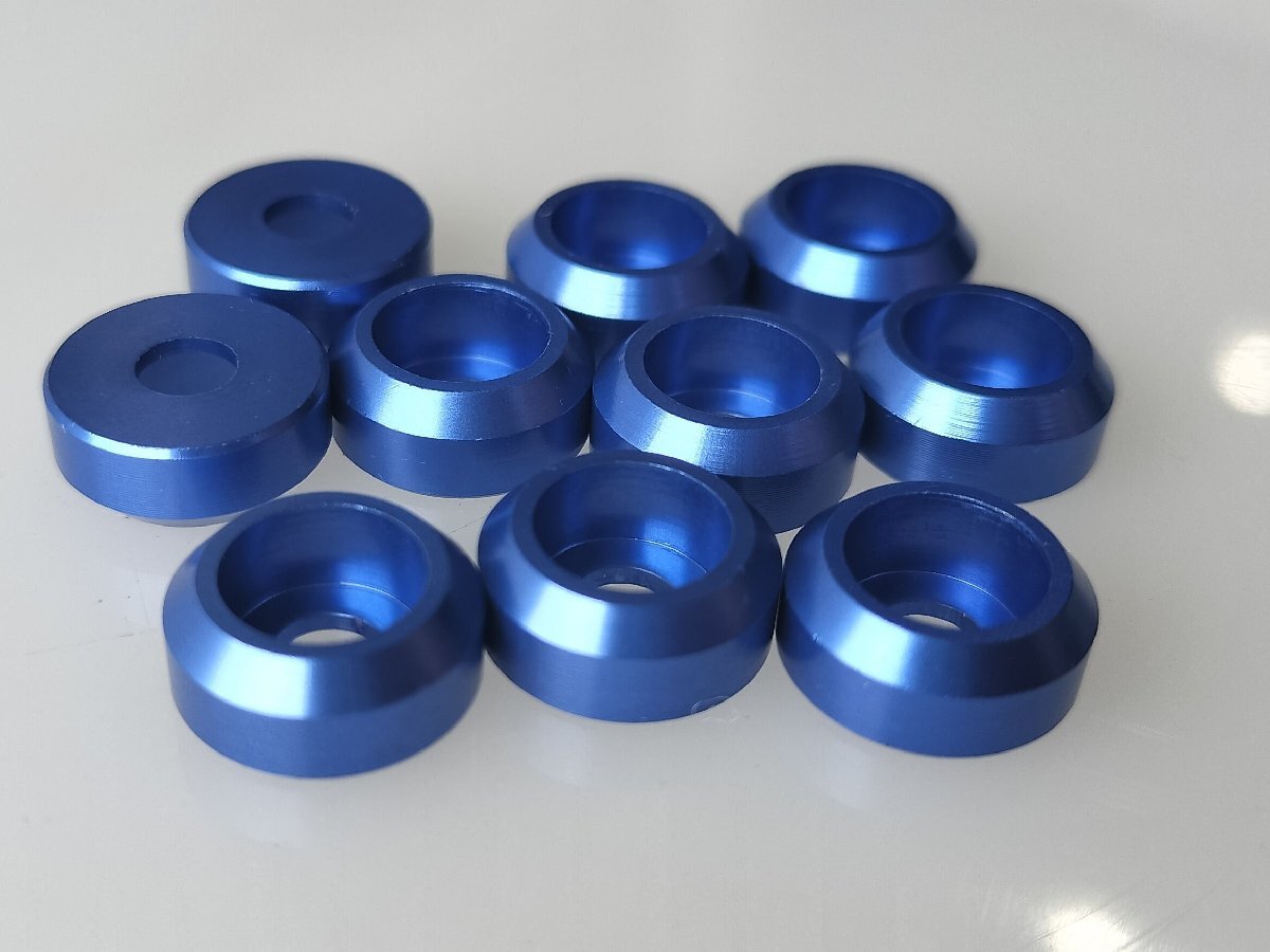 M2 青 クラウンキャップ (10pcs) 2mm ワッシャー キャップ アルマイト 加工 アルミニウム 合金_画像2