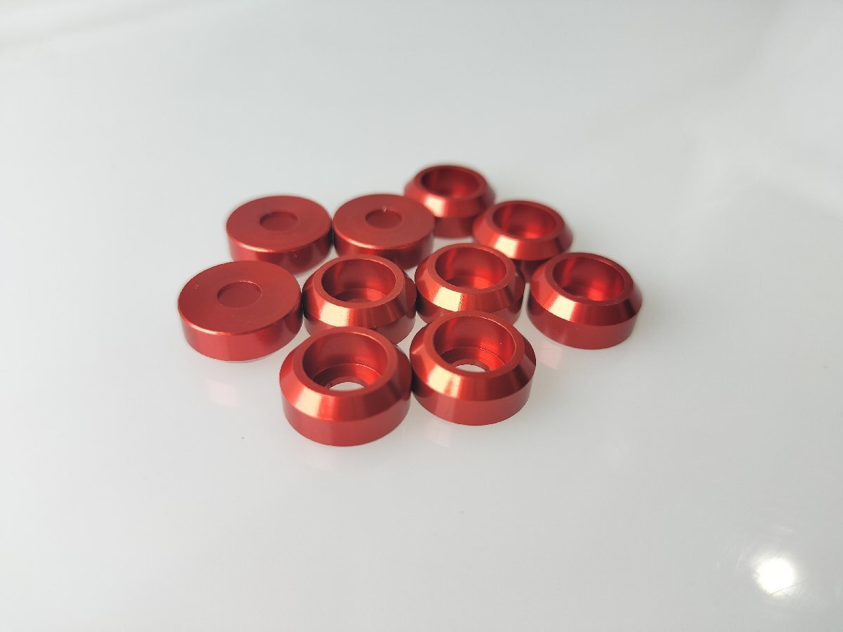 M2.5 赤 クラウンキャップ (10pcs) 2.5mm ワッシャー キャップ アルマイト 加工 アルミニウム 合金_画像2