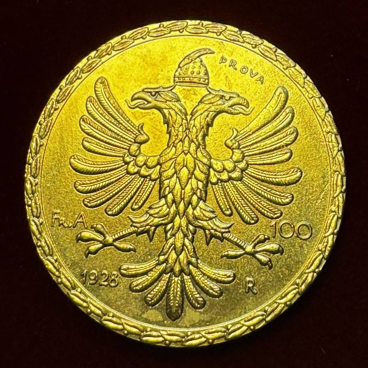 金貨 アルバニア ゾグ1世 硬貨 古銭 1928年 フランガアリ 双頭のワシ コイン 外国古銭 海外硬貨 _画像1