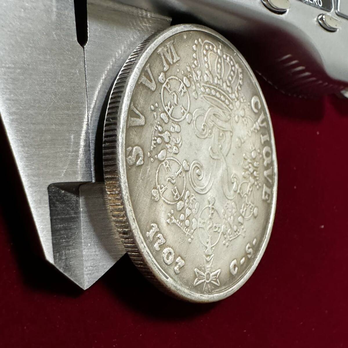 ドイツ プロイセン王国 硬貨 古銭 1707年 フリードリヒ1世 月桂樹 国章 クラウン コイン 銀貨 外国古銭 海外硬貨 の画像3