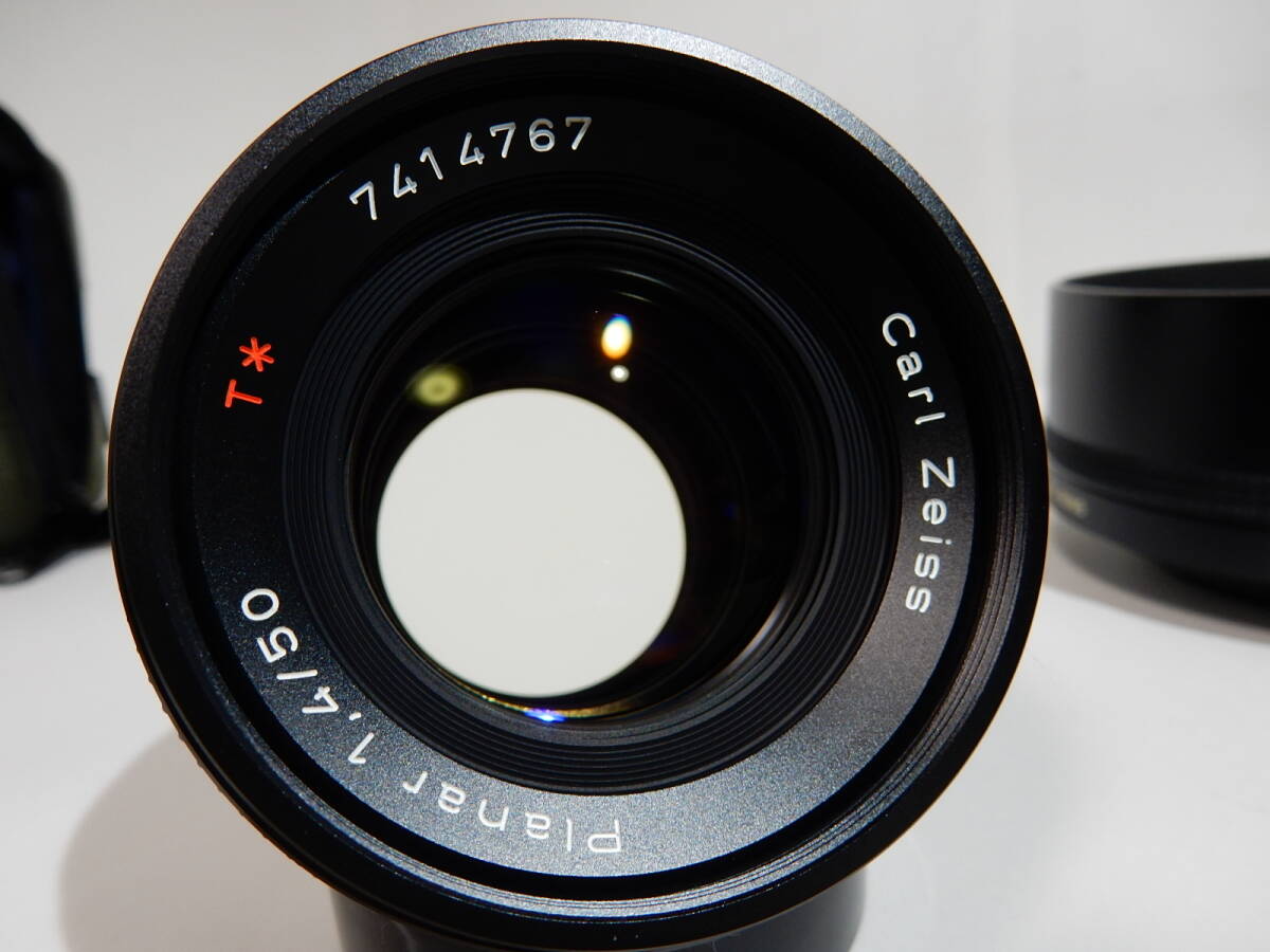 コンタックス Carl Zeiss Planar 50mm F1.4 T* MMJ　リング　キャップ　フード　美品 _画像5