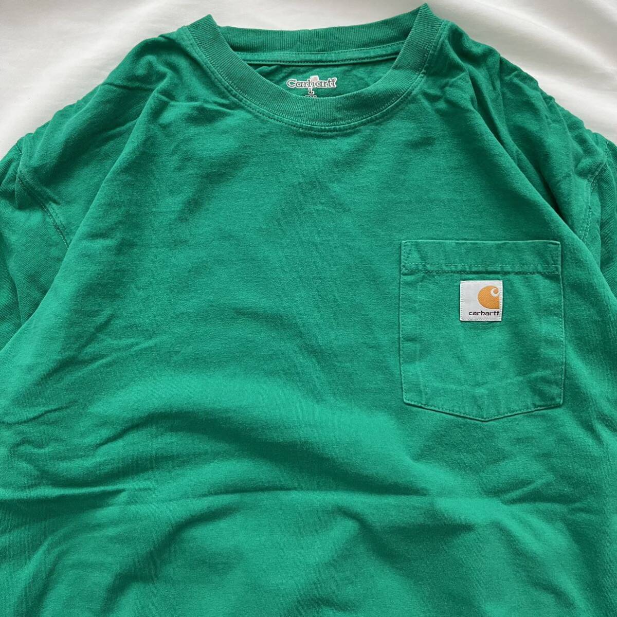 カーハート Carhartt Tシャツ 古着 コットン 半袖 ポケットTシャツ 送料込 緑 グリーン Lサイズ Mexico