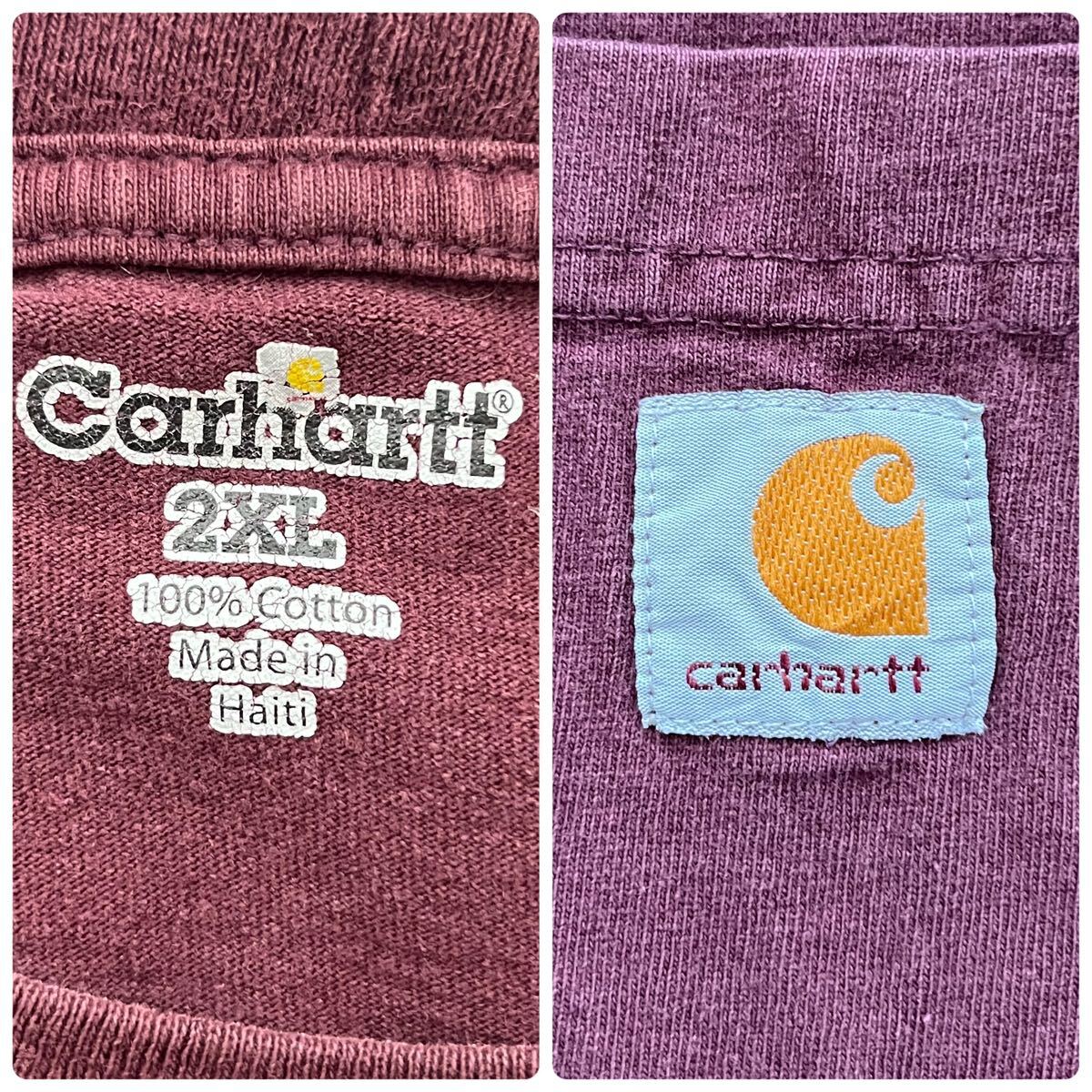 カーハート Carhartt 古着 ポケット Tシャツ 2XLサイズ コットン 綿 送料込 刺繍ロゴ ストリート