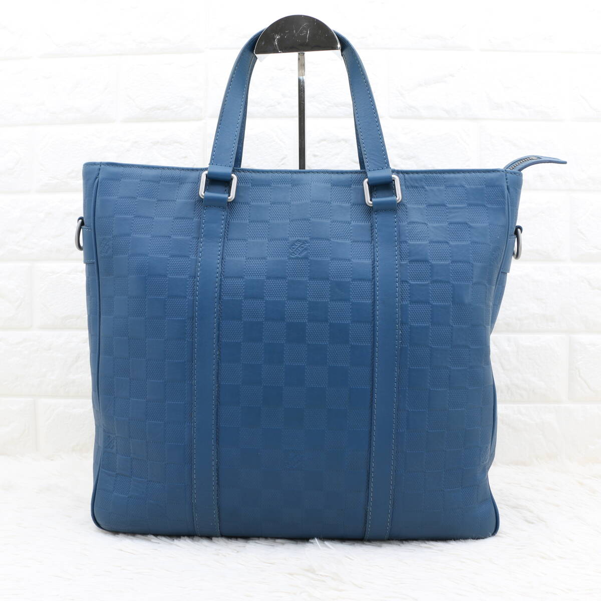 Louis Vuitton ルイヴィトン ダミエ アンフィニ タダオPM ネプテューヌ トートバッグ ビジネス メンズ N41352 青 ブルー A4収納◎ 肩掛け_画像3