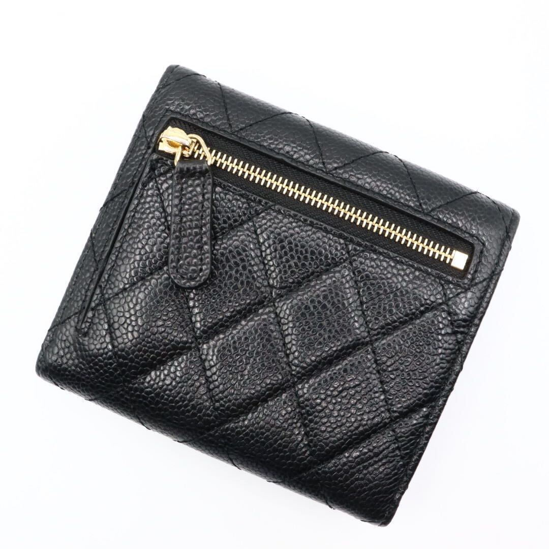 美品 CHANEL シャネル キャビアスキン マトラッセ 折り財布 美品 CHANEL シャネル キャビアスキン マトラッセ 折り財布