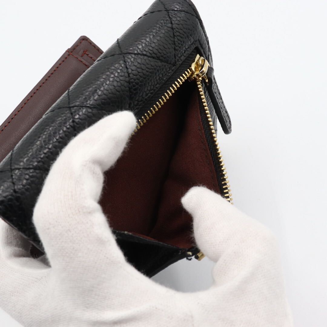 美品 CHANEL シャネル キャビアスキン マトラッセ 折り財布 美品 CHANEL シャネル キャビアスキン マトラッセ 折り財布