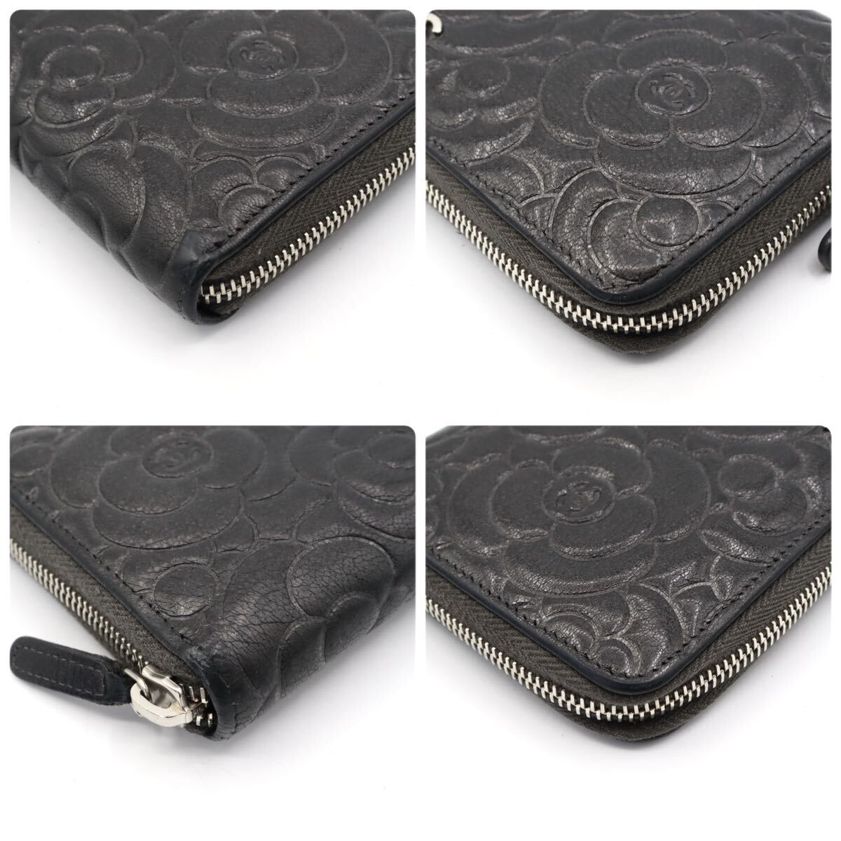 美品 CHANEL シャネル カメリア ラウンドファスナー 長財布 美品 CHANEL シャネル カメリア ラウンドファスナー 長財布