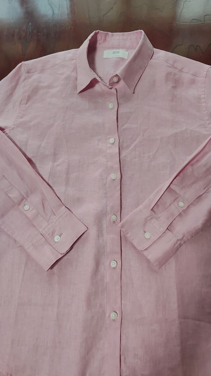 UNIQLO　リネンシャツ　ピンク　レディースМ　未使用品　※値下げ相談受け付けます。