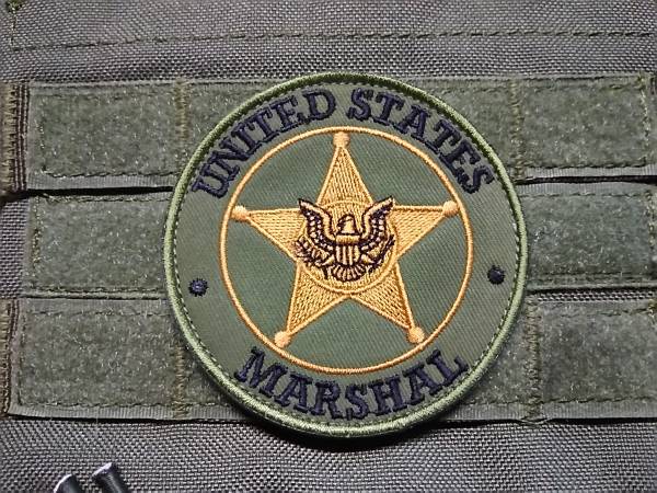 ワッペン　パッチ　USマーシャル　U.S.MARSHAL　丸型 OD/BR_画像1