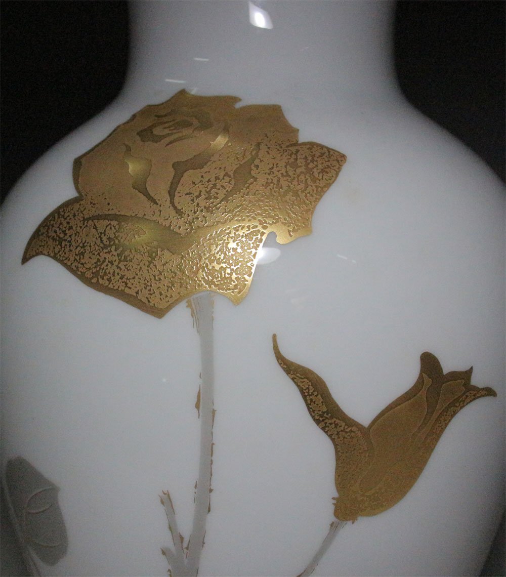 時代市場■大倉陶園 金蝕バラ文花瓶■インテリア・日本の陶磁_画像9