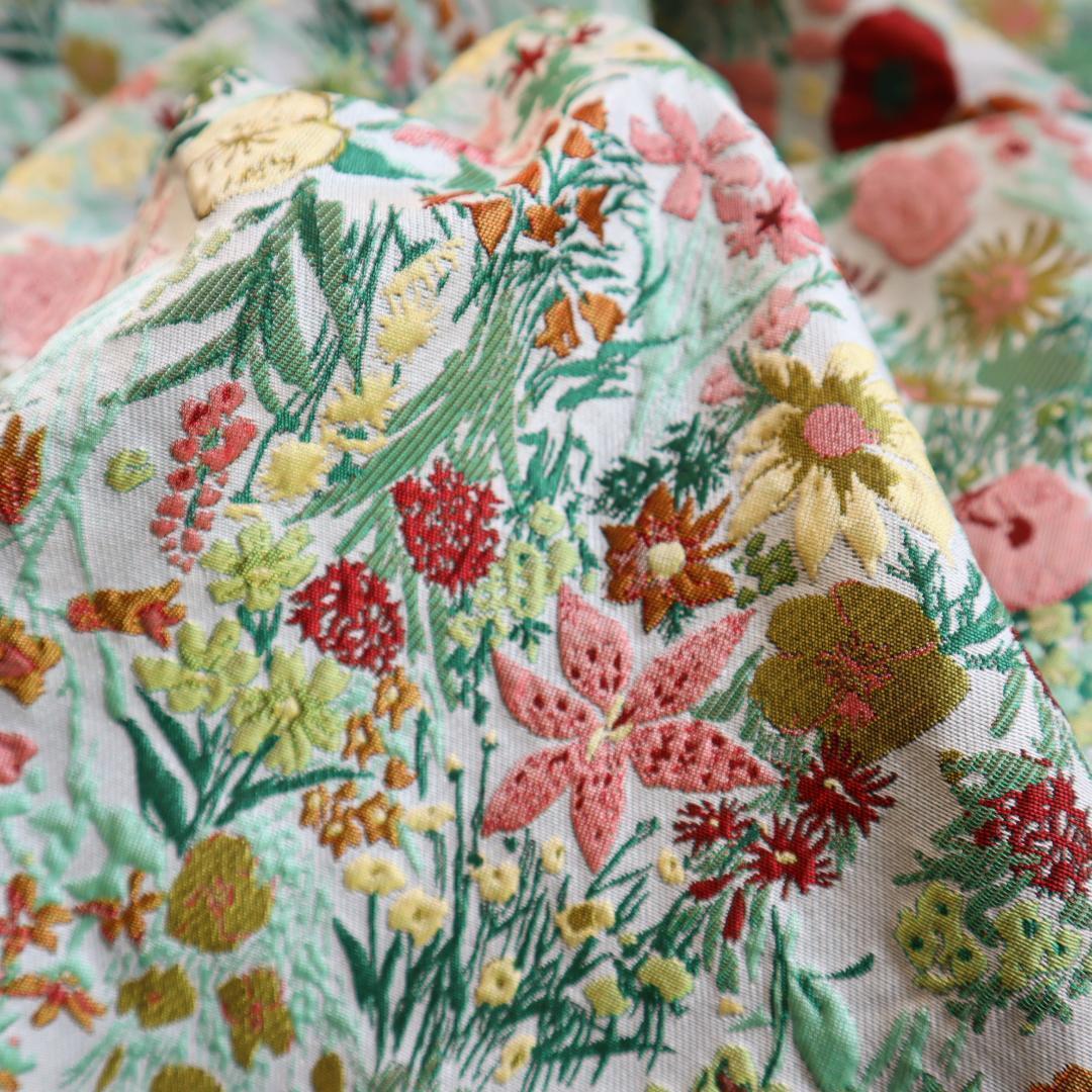 J100 ジャガード織り生地 ゴブラン織り お花柄 160×100㎝ お取り寄せ 差額分の画像3