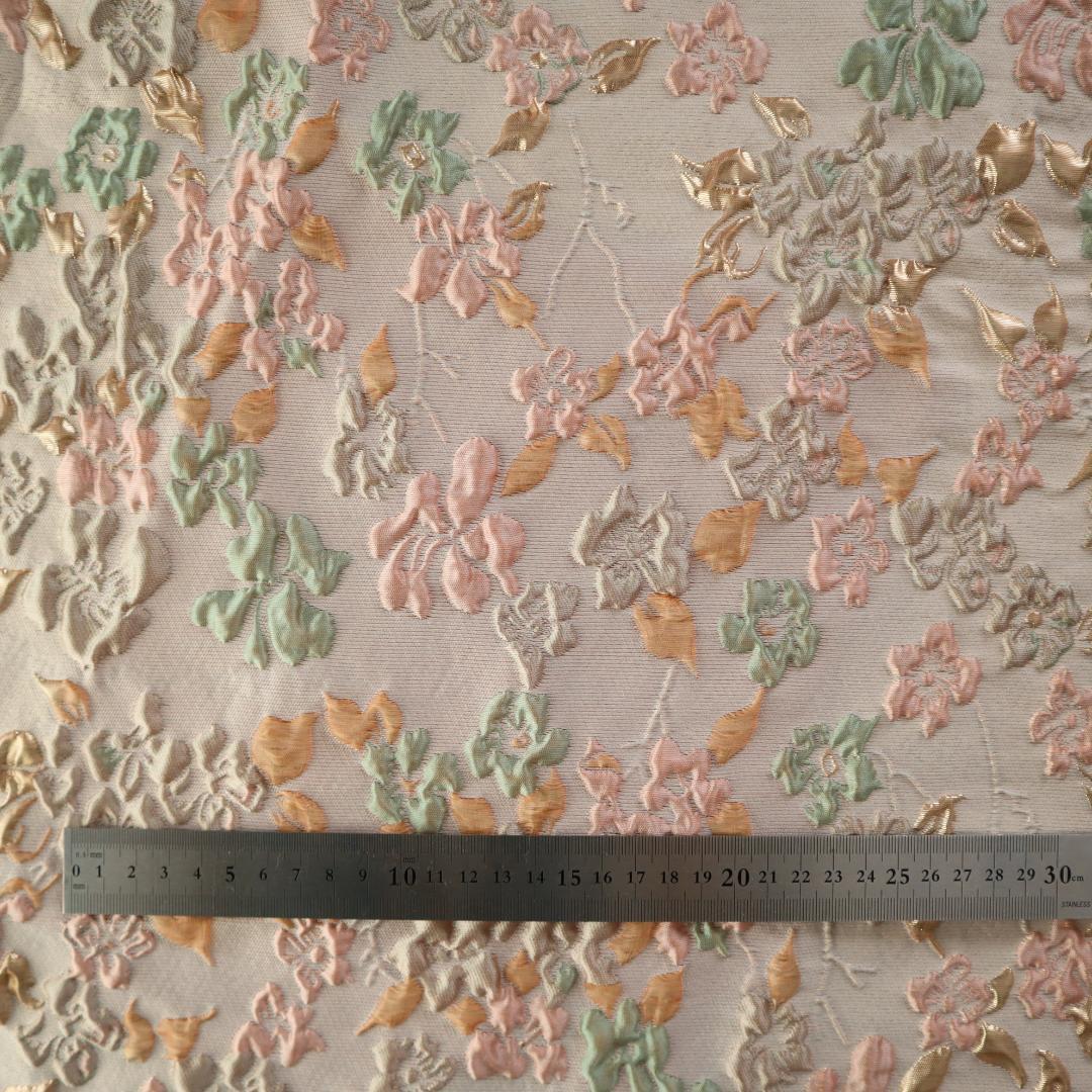 ラメジャガード織り生地 ゴブラン織り お花柄 140×50cm J51B_画像7