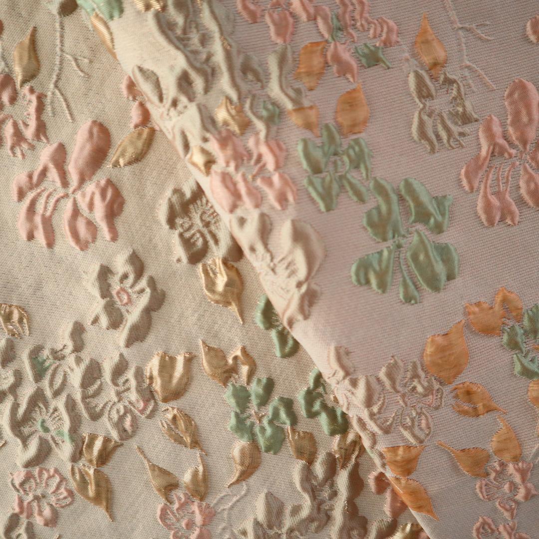 ラメジャガード織り生地 ゴブラン織り お花柄 140×50cm J51B_画像3