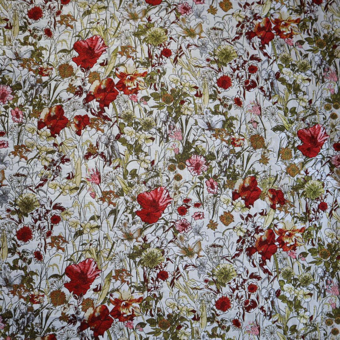 ジャガード織り生地 ゴブラン織り お花柄 ボタニカル柄155×50㎝ J111