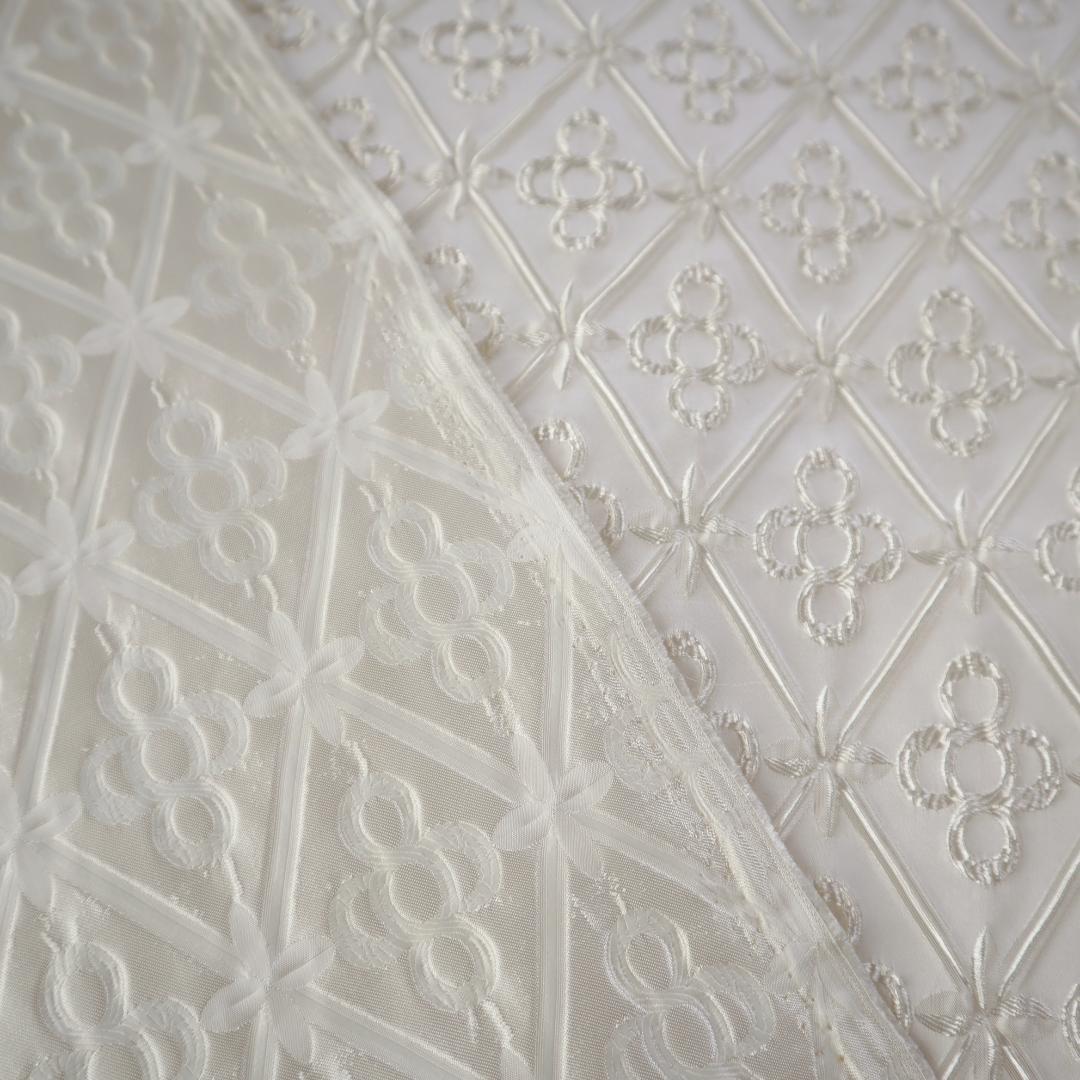 ジャガード織り生地 ゴブラン織り 立体感 幾何学柄 オフホワイト J115_画像8