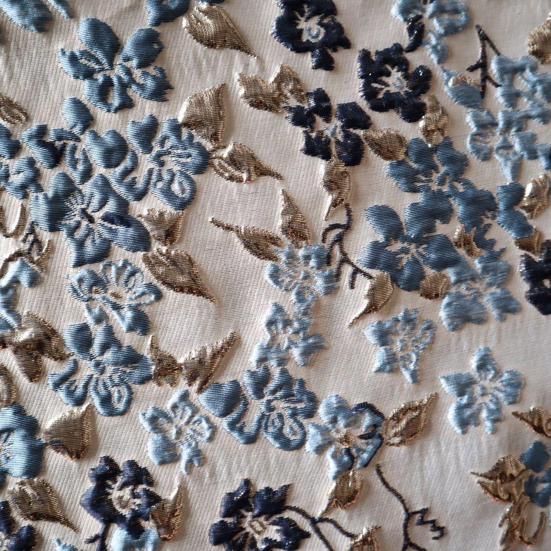 ラメジャガード織り生地 ゴブラン織り お花柄 140×50cm J51A